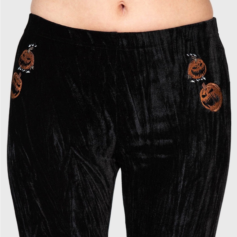 KILLSTAR NWT black crushed velour flare leggings - Medium